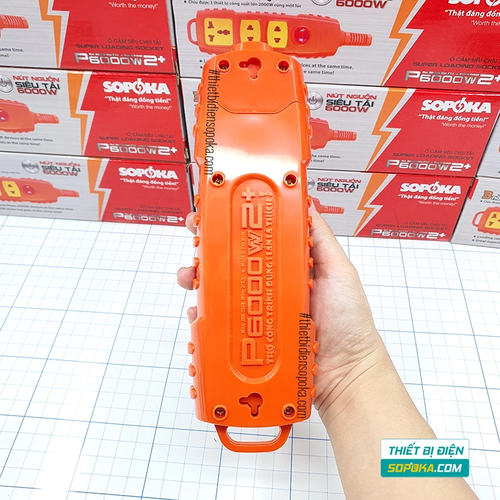 Ổ Cắm Điện 3 Lỗ 6000W Không Dây Nút Nguồn P6000W2+ SOPOKA