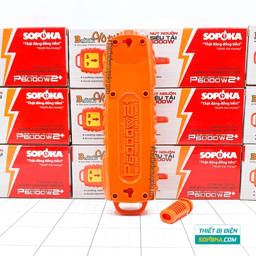 Ổ Cắm Điện 3 Lỗ 6000W Không Dây Nút Nguồn P6000W2+ SOPOKA