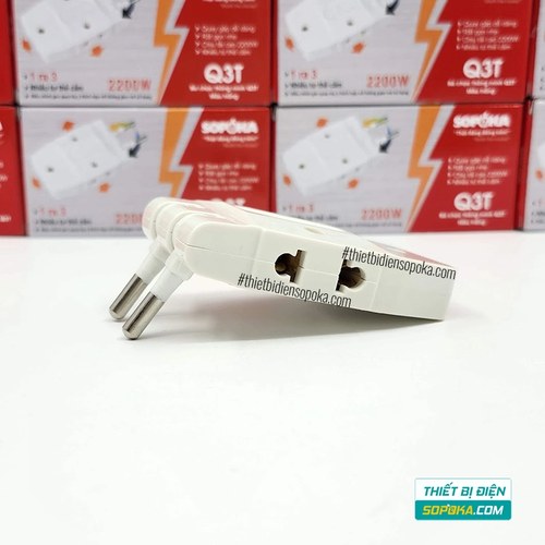 Ổ Chia Điện 3 Lỗ Loại Dẹp 2200W 10A Q3 SOPOKA