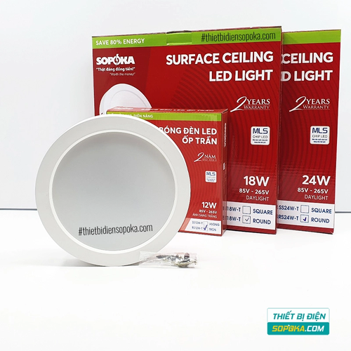 Bóng Đèn LED Ốp Trần Nổi Tròn 12W/18W/24W 220V RS12W/RS18W/RS24W SOPOKA