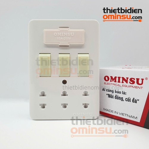 Bảng Điện Giả Âm 3 Công Tắc 3 Lỗ Cắm GA03 OMINSU