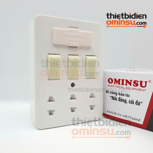 Bảng Điện Giả Âm 3 Công Tắc 3 Lỗ Cắm GA03 OMINSU