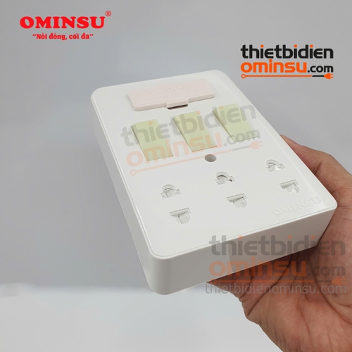 Bảng Điện Giả Âm 3 Công Tắc 3 Lỗ Cắm GA03 OMINSU