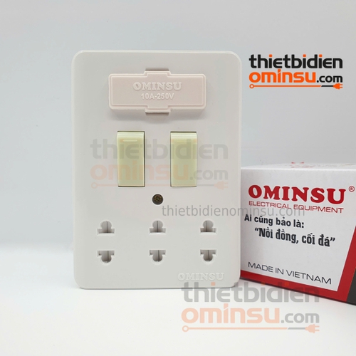 Bảng Điện Giả Âm 2 Công Tắc 3 Lỗ Cắm GA02 OMINSU