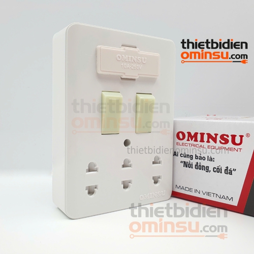 Bảng Điện Giả Âm 2 Công Tắc 3 Lỗ Cắm GA02 OMINSU