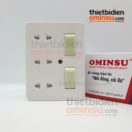Bảng Điện Giả Âm 2 Công Tắc 3 Lỗ Cắm GA06 OMINSU