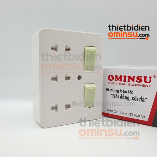 Bảng Điện Giả Âm 2 Công Tắc 3 Lỗ Cắm GA06 OMINSU