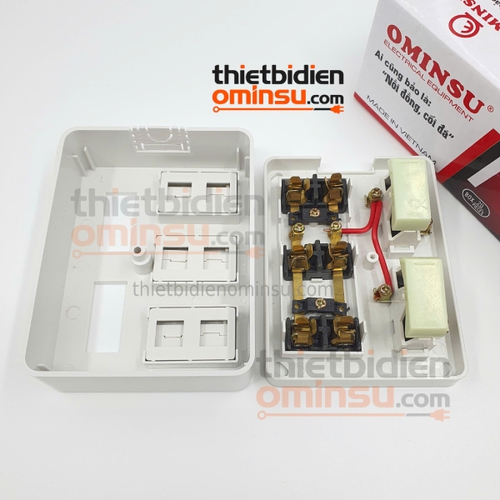 Bảng Điện Giả Âm 2 Công Tắc 3 Lỗ Cắm GA06 OMINSU