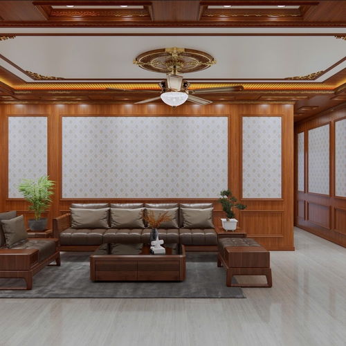 Trần nhựa giả gỗ phòng khách
