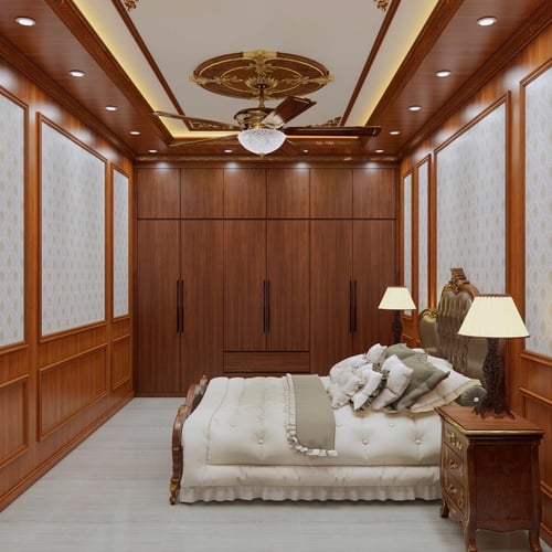 Trần nhựa giả gỗ phòng khách