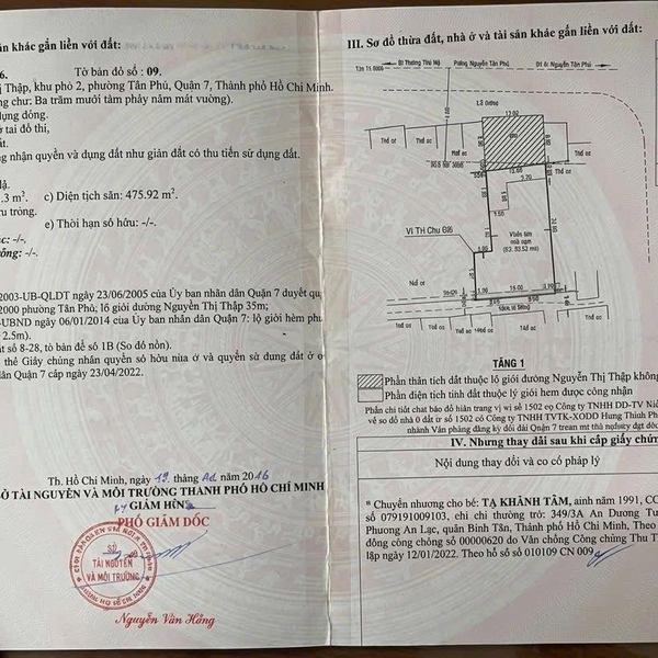 Bán nhà mặt tiền Nguyễn Thị Thập, Phường Tân Mỹ, TP.HCM