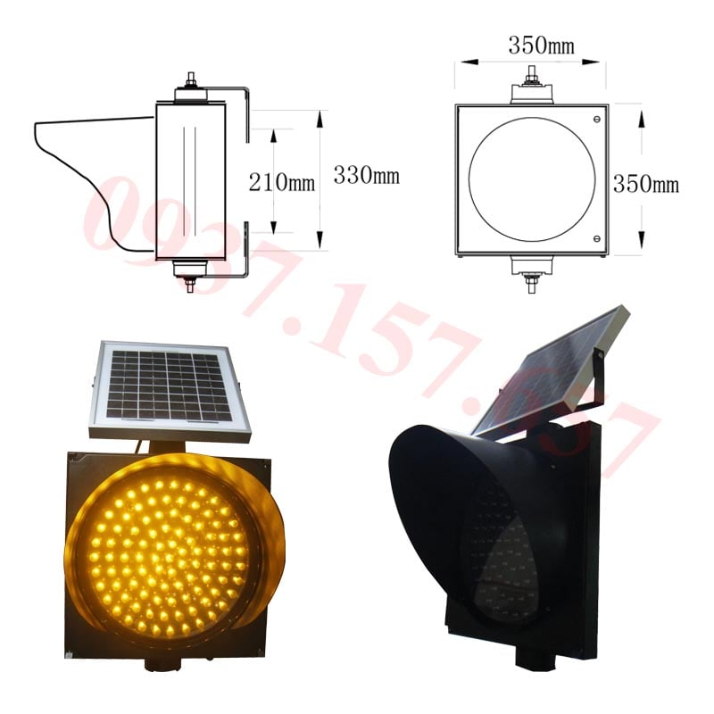 Đèn chớp vàng năng lượng mặt trời D300
