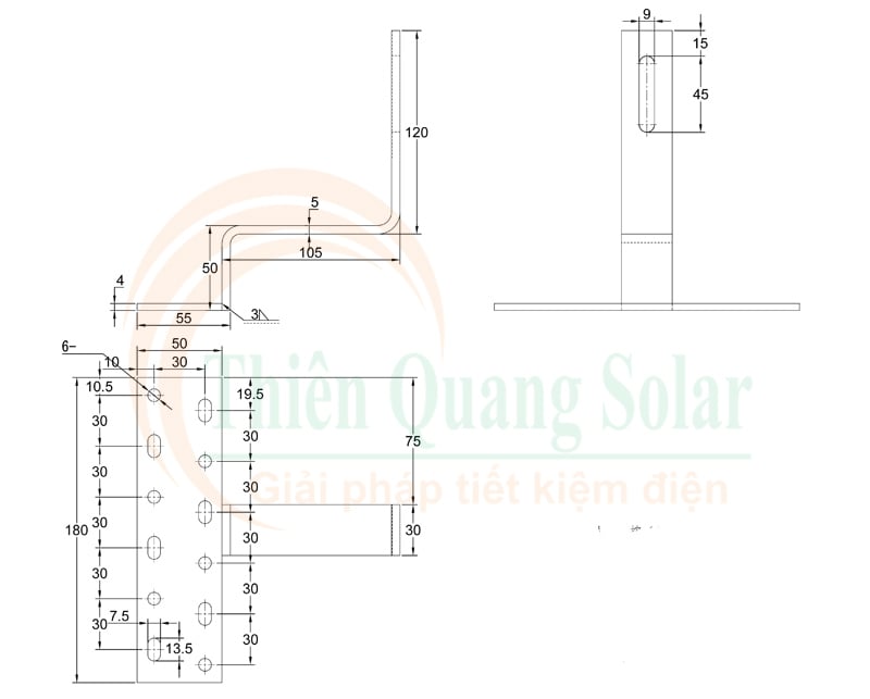 chân L mái ngói năng lượng mặt trời