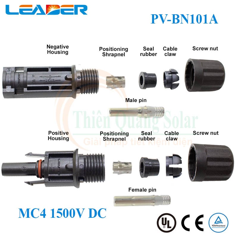 Đầu nối MC4 1500V DC PV-BN101A hãng Leader