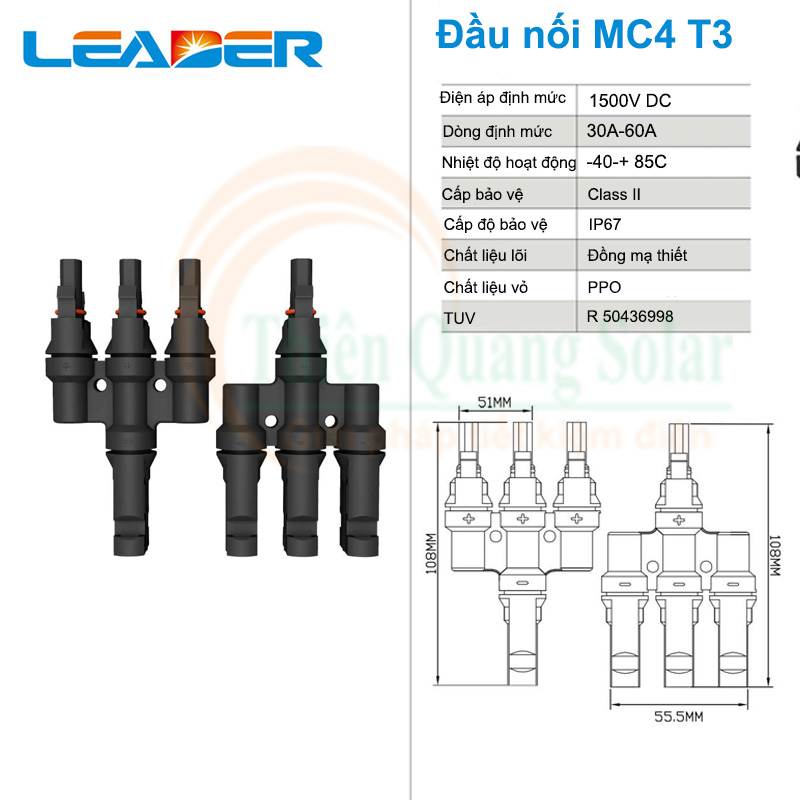 Đầu nối MC4 T3 1500V DC
