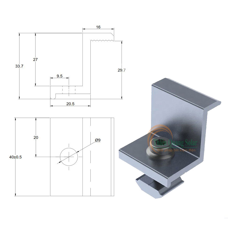 Kẹp biên tấm pin năng lượng mặt trời 30mm