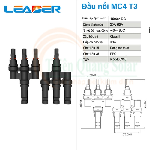 Đầu nối MC4 T3 1500V DC
