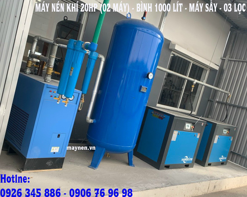 lắp đặt máy nén khí biến tần hande 20hp