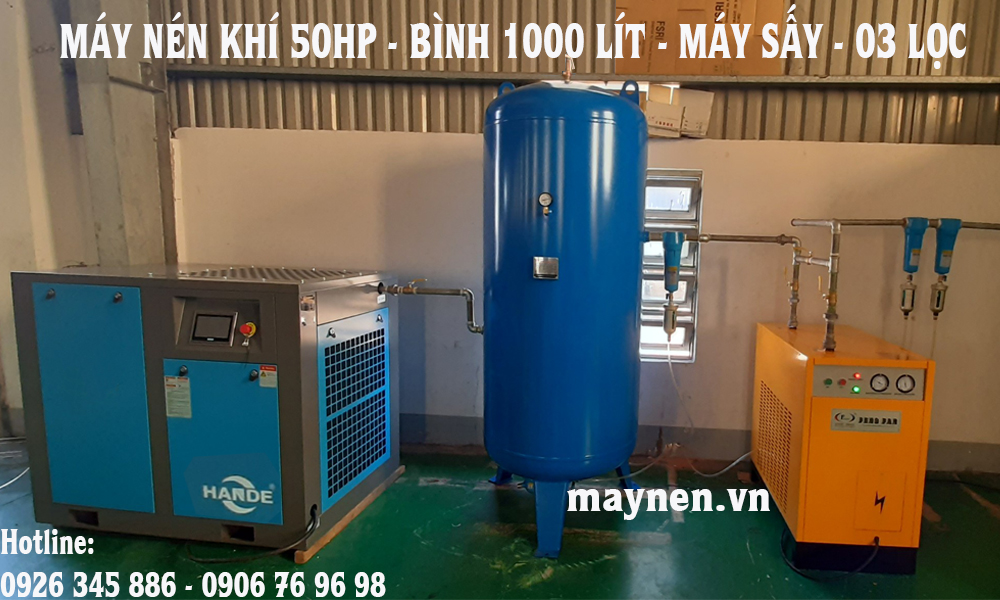 lắp đặt máy nén khí trục vít hande 50hp