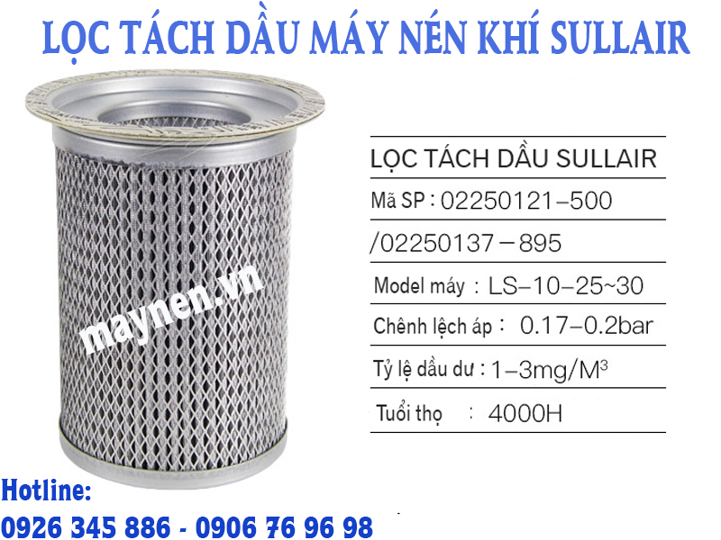 Lọc tách dầu máy nén khí Sullair 02250121-500