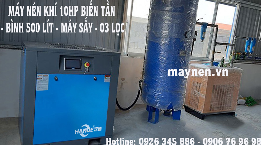 lắp đặt máy nén khí hande bến tần 10hp