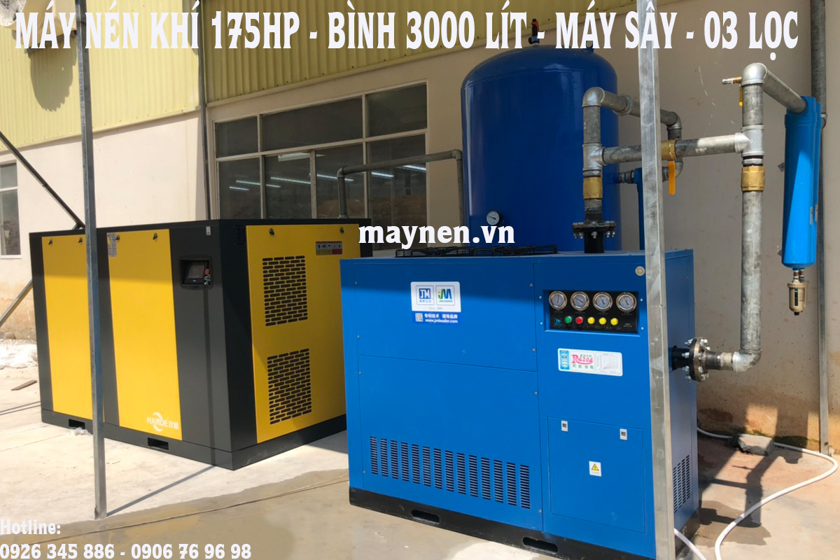 lắp đặt máy nén khí biến tần vĩnh từ hande 132kw - 175hp