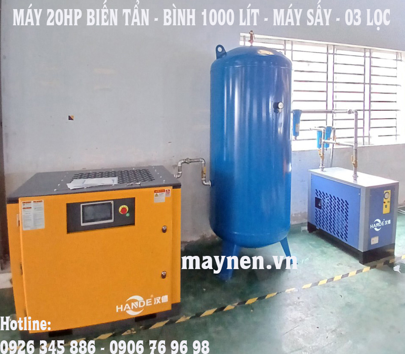 lắp đặt máy nén khí biến tần Hande 20hp