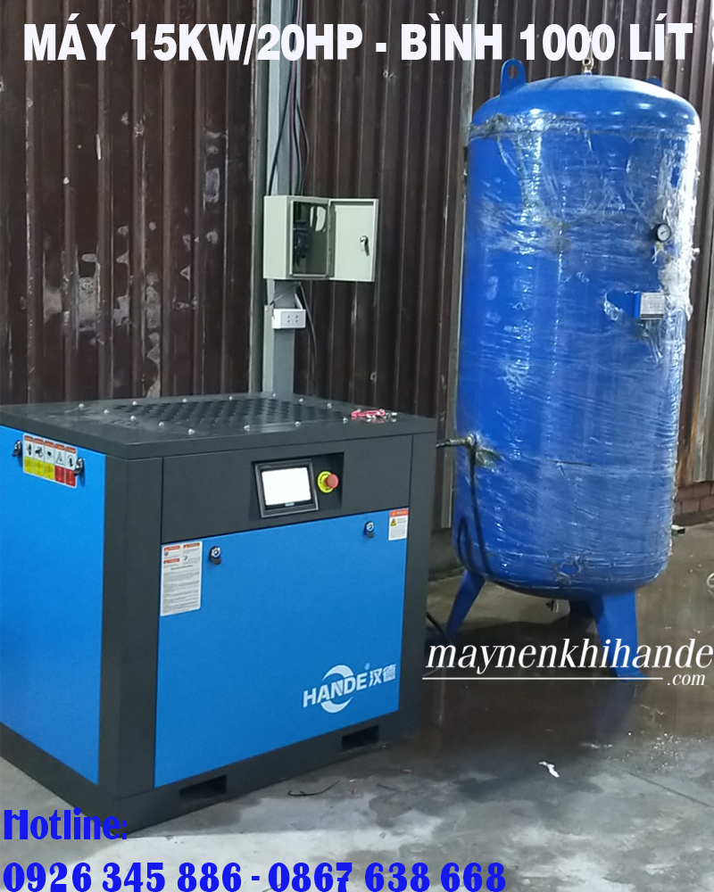 máy nén khí biến tần hande 20hp