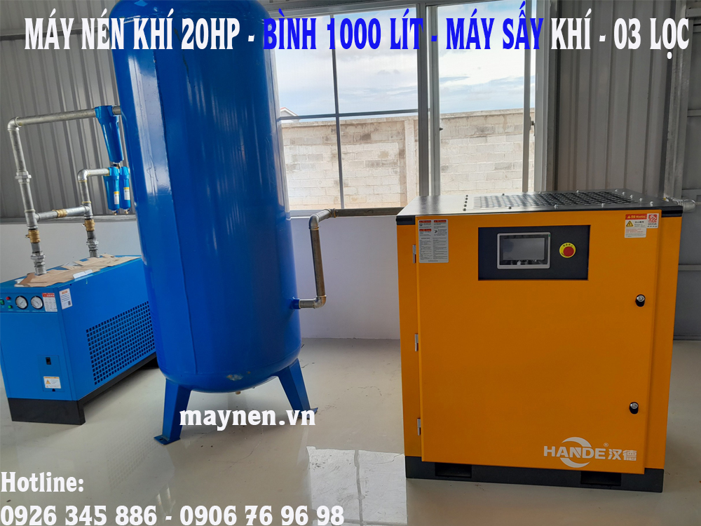 lắp đặt máy nén khí biến tần 20hp