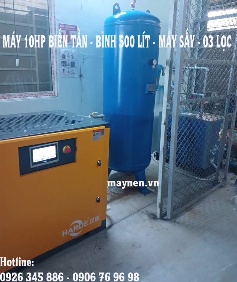 lắp đặt máy nén khí hande bến tần 10hp