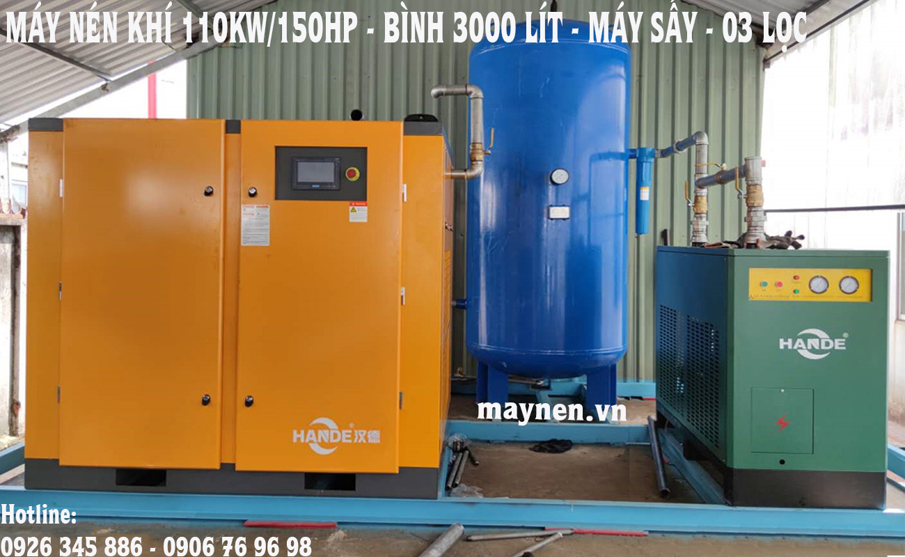lắp đặt máy nén khí trục vít Hande biến tần vĩnh từ