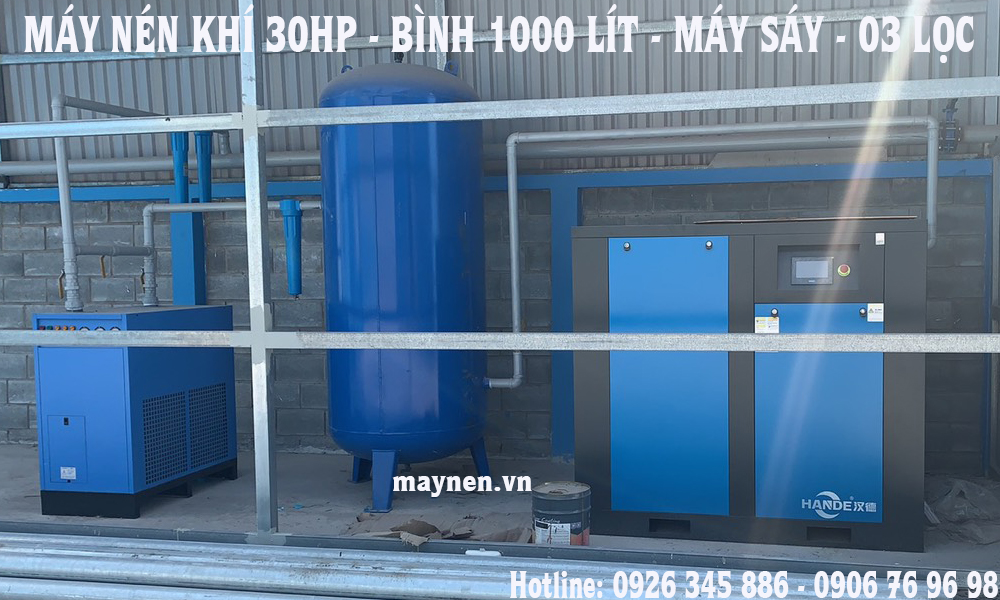 lắp đặt máy nén khí biến tần hande 30hp