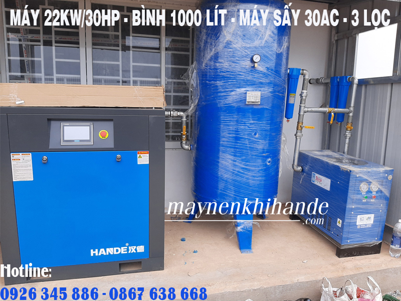 máy nén khí biến tần hande 30hp