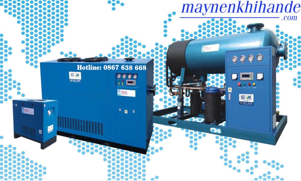 Máy sấy khí giúp sấy khô và làm sạch không khí trước khi đưa vào hệ thống