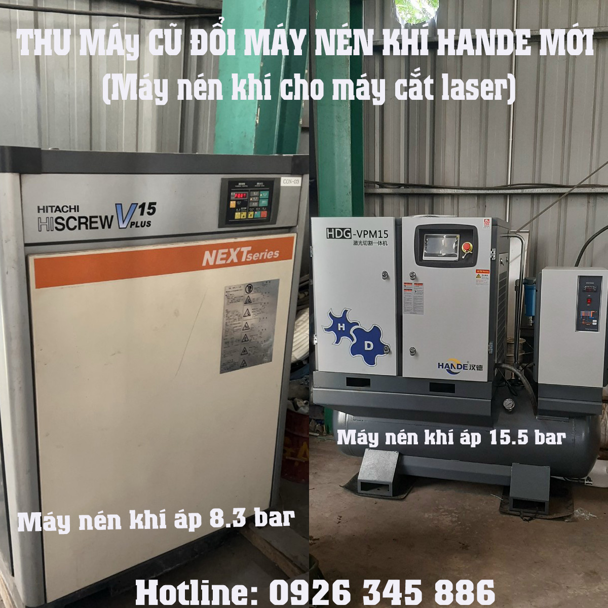 thu máy nén khí cũ, đổi máy nén khí mới