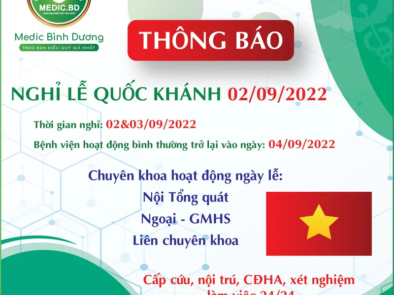 THÔNG BÁO HOẠT ĐỘNG KHÁM CHỮA BỆNH DỊP LỄ QUỐC KHÁNH