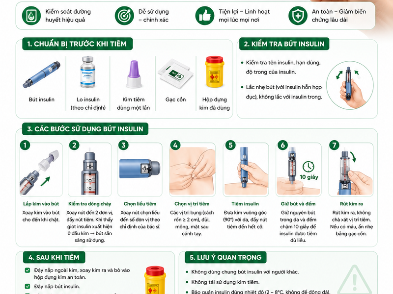 HƯỚNG DẪN SỬ DỤNG BÚT INSULIN TẠI NHÀ CHO NGƯỜI BỆNH ĐÁI THÁO ĐƯỜNG
