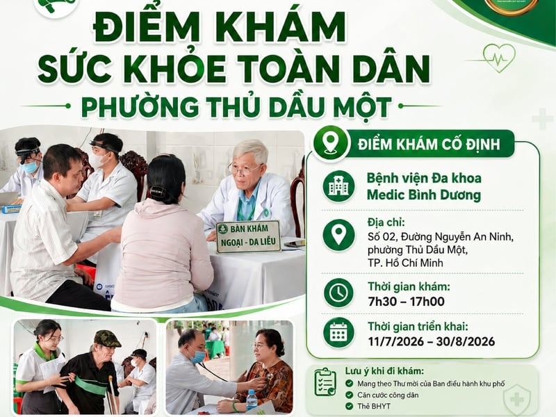 ĐIỂM KHÁM SỨC KHỎE TOÀN DÂN PHƯỜNG THỦ DẦU MỘT