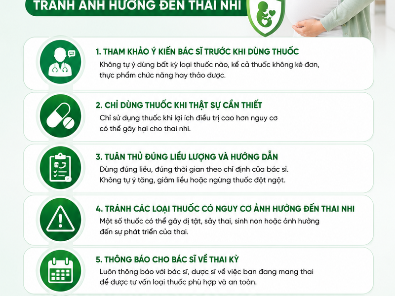 LƯU Ý KHI DÙNG THUỐC Ở PHỤ NỮ MANG THAI TRÁNH ẢNH HƯỞNG ĐẾN THAI NHI