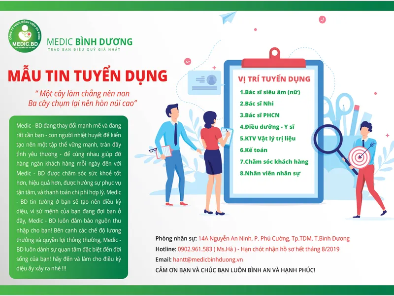 THÔNG TIN TUYỂN DỤNG THÁNG 08/2019