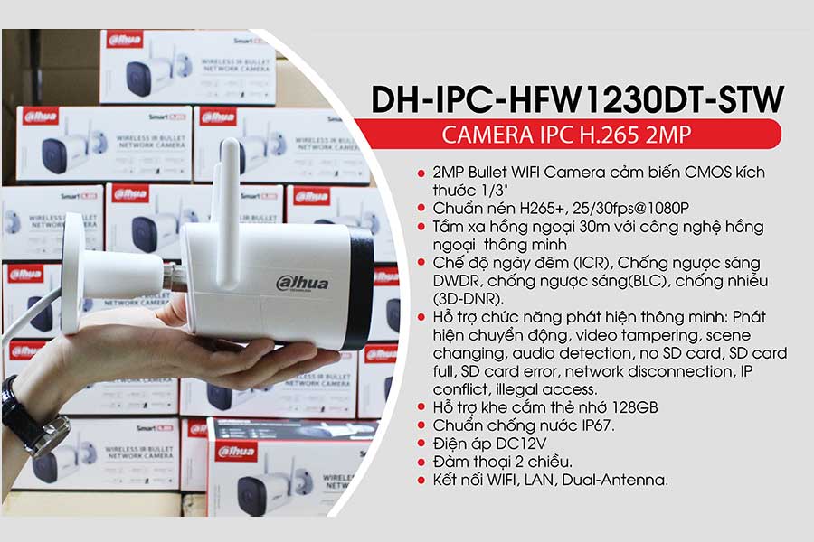 Camera IP Wifi Dahua DH-IPC-HFW1230DT-STW - Chính Hãng 0783 55 77 33