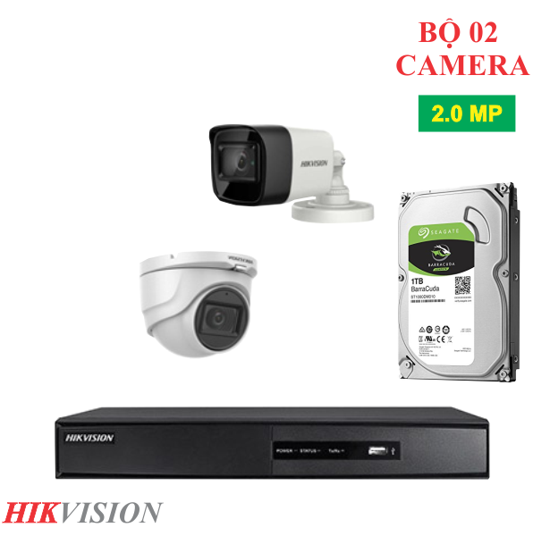 Lắp Đặt Trọn Bộ 02 Camera Quan Sát Hikvision 2.0mp