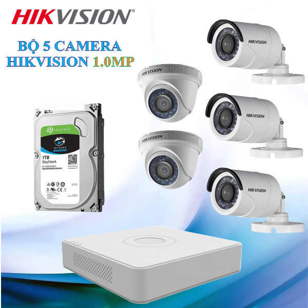 Trọn Bộ 05 Camera Hikvision 1.0MP Chính Hãng Hotline: 0783 55 77 33