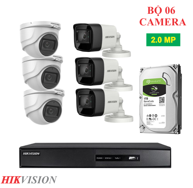 Lắp Đặt Trọn Bộ 06 Camera Quan Sát Hikvision 2.0MP