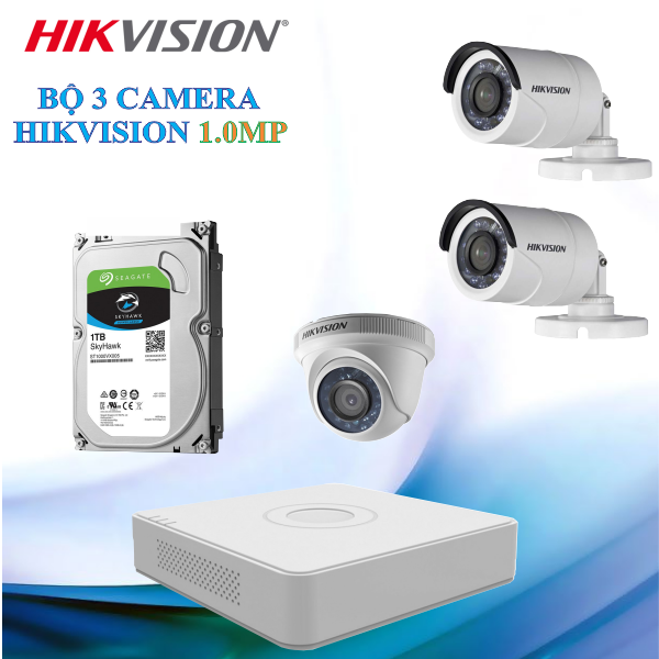 Trọn Bộ 03 Camera Hikvision 1.0MP Chính Hãng Hotline: 0783 55 77 33