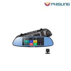 Camera Phisung C08 3G Màn Gương 7 Android 5.0 GPS dvr xe video recorder Bluetooth WIFI Dual Lens gương chiếu hậu Dash Cam