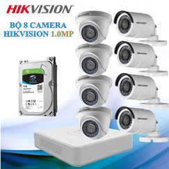 Trọn Bộ 08 Camera Hikvision 1.0MP Chính Hãng