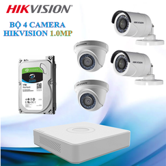 Trọn Bộ 04 Camera Hikvision 1.0MP Chính Hãng
