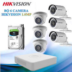Trọn Bộ 06 Camera Hikvision 1.0MP Chính Hãng