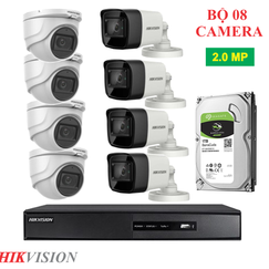 Lắp đặt trọn bộ 8 camera quan sát Hikvision 2.0mp